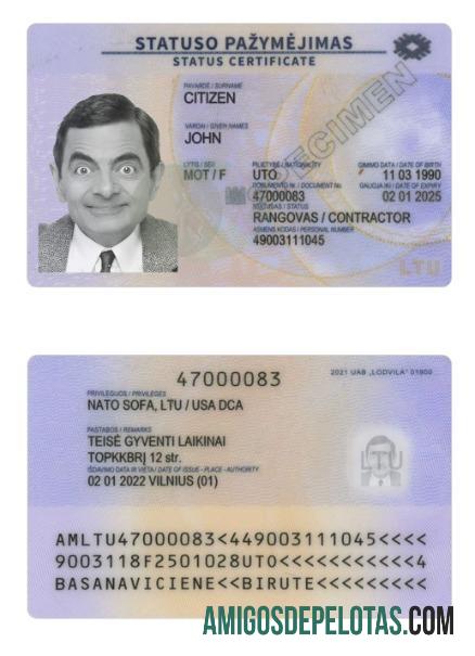 Cartão de residência na Lituânia 2022 presente amostra